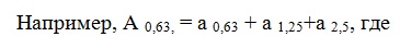 Например, А 0,63 = а 0,63 + a 1,25+a 2,5, где